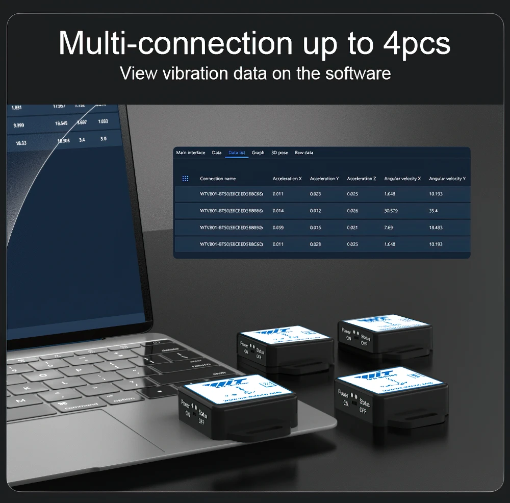 WTVB01-BT50 Bluetooth 50 м беспроводной многофункциональный датчик вибрации 3-осевое вибрационное смещение + Скорость