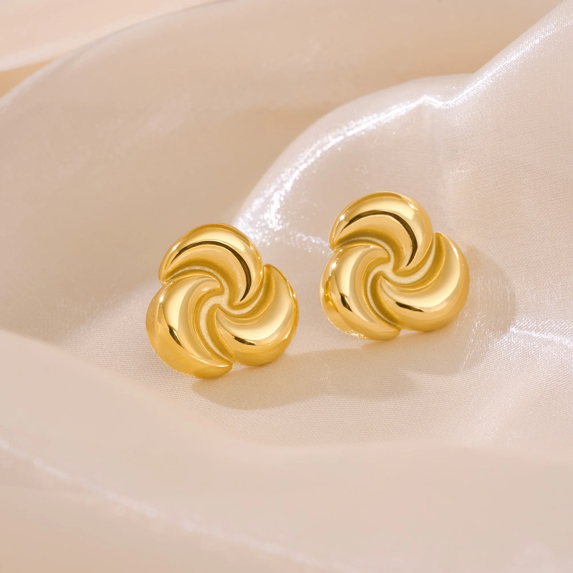 Dazan New Wave Trendy 18k Pvd Gold Plated Stainless Steel Vintage Eternal Flower Twist Dancer Earrings Elegant Lady Jewelry