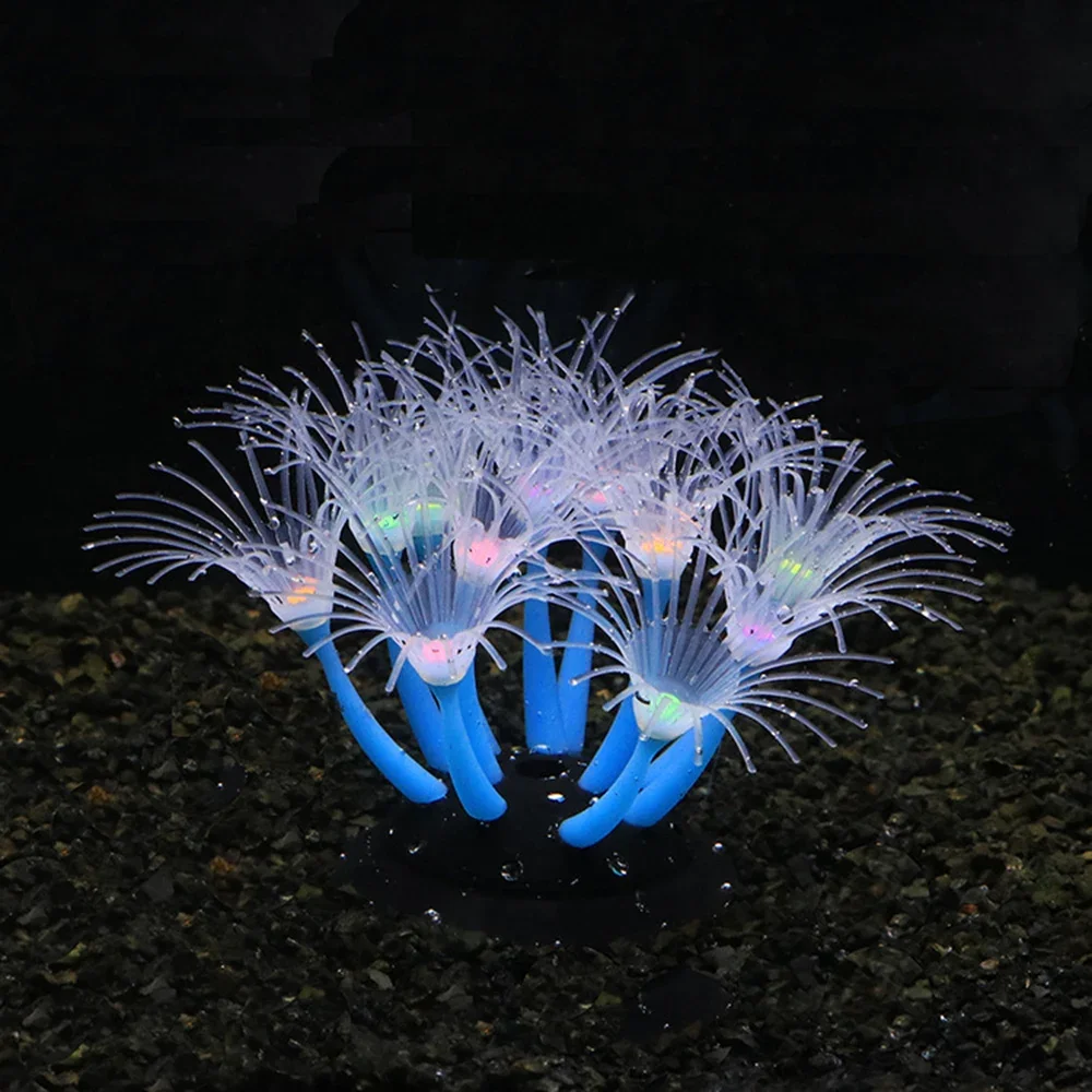 Silicone Glowing Artificial Coral Fish Tank Decorations Glow In The Dark Coral Ornament Aquarium Underwater Decor Plant