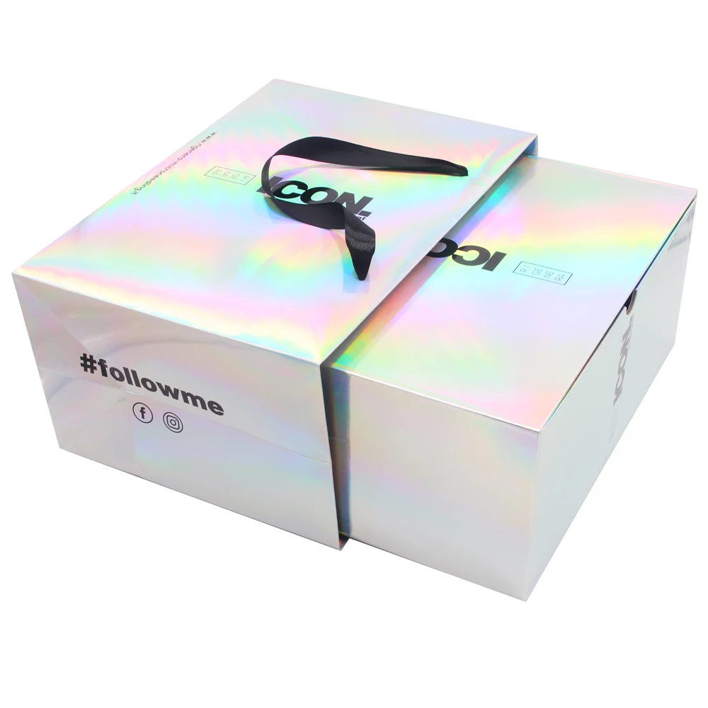Hot Hologram Iridescent Laser Paper Reflection Drower Boxes Slide Holographic Drawer gift Box packaging