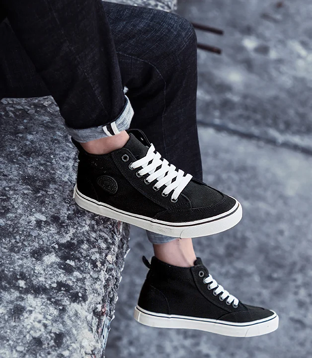 
New arrival rubber sole new model high cut canvas shoes for men 