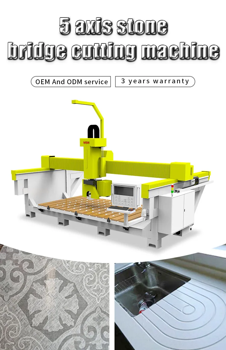 MISHI multi function cnc 5 axis bridge saw bridge blade stone cutting machine bridge saw motor