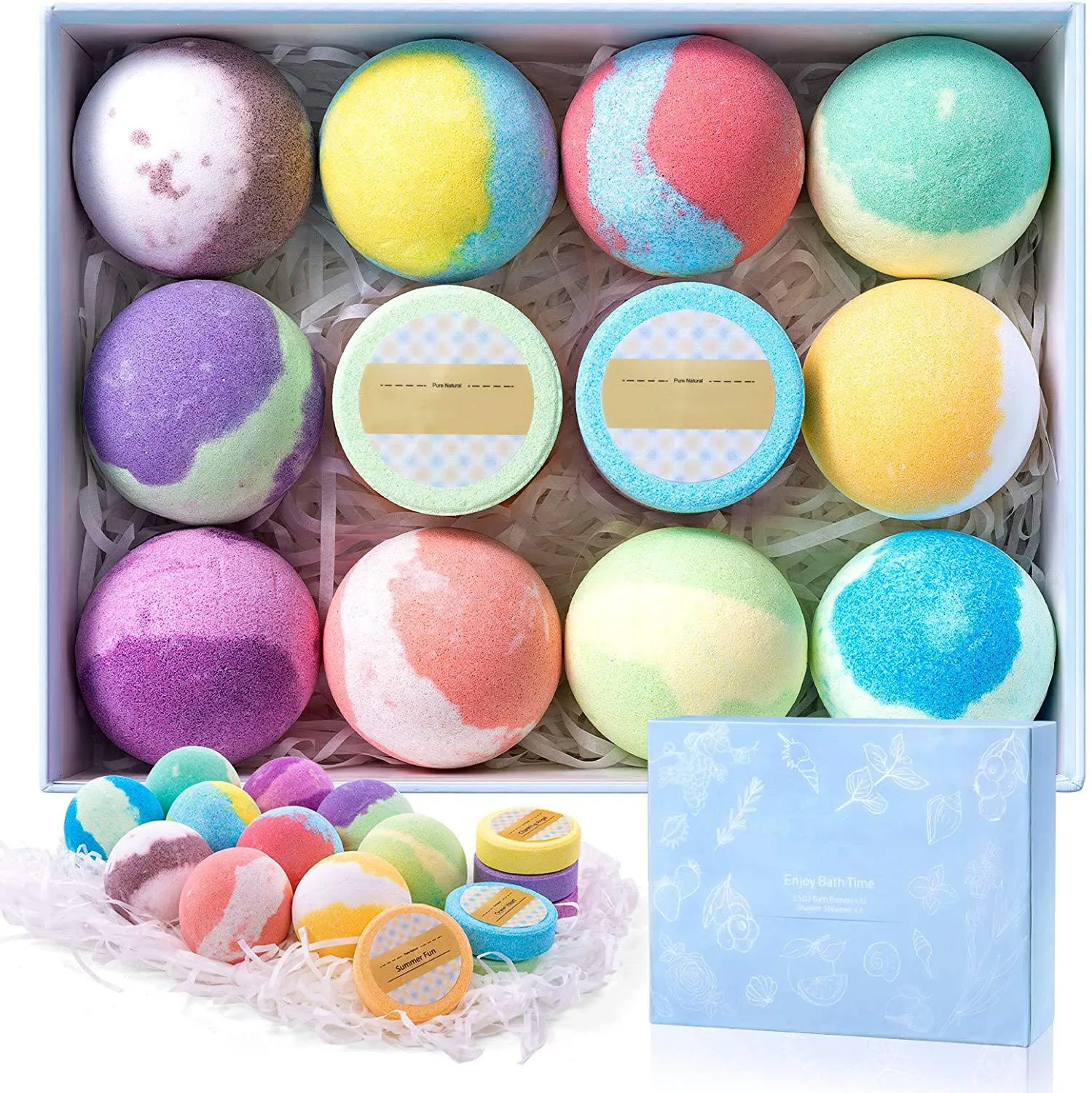 Factory Hot Selling 12PCS Handmade Coloran  Cocktail Bombs Bubble  Natural Vegan Spa Bath  Gift Set Bath Bombs.