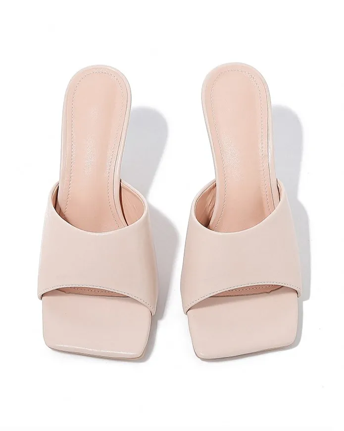 2024 Wholesale new women stiletto shoes  open toe square toe high heels straps customized sandals