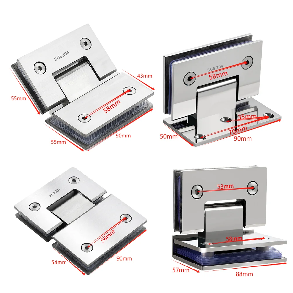 135 degree 180 degree,  10-12mm Stainless steel 304 316 Square Glass Clamp flat Glass door Fixing Clamp Glass Clamps/