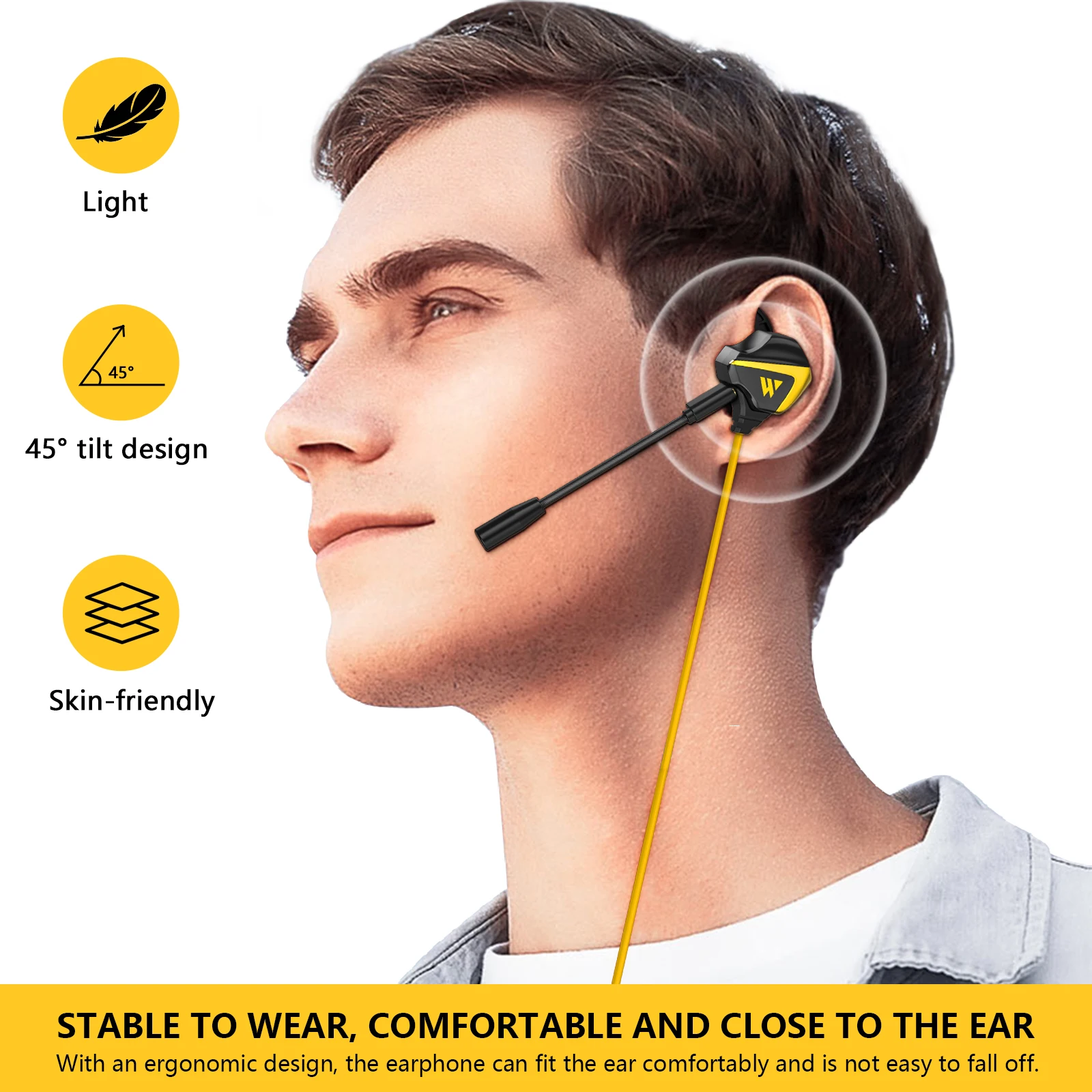 Creative Promotion 2022 Gaming Headset Wired Mobile Earhook Handsfree Headphones Earbuds With Detachable Mic Gaming Earphone