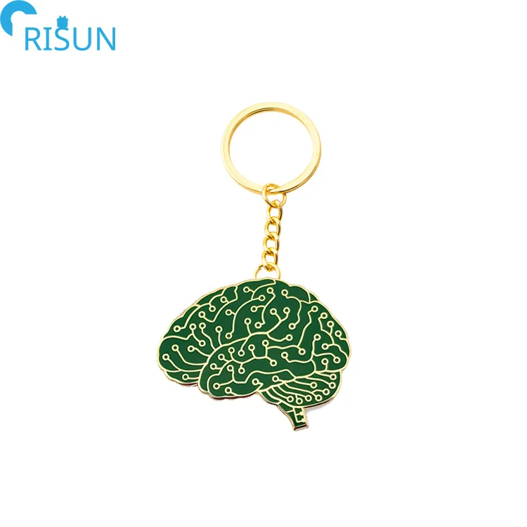 Оптовая продажа металлическая цепь Sagittal Brain эмалированный брелок с логотипом на заказ Розовый блестящий для ключей изображением девушки