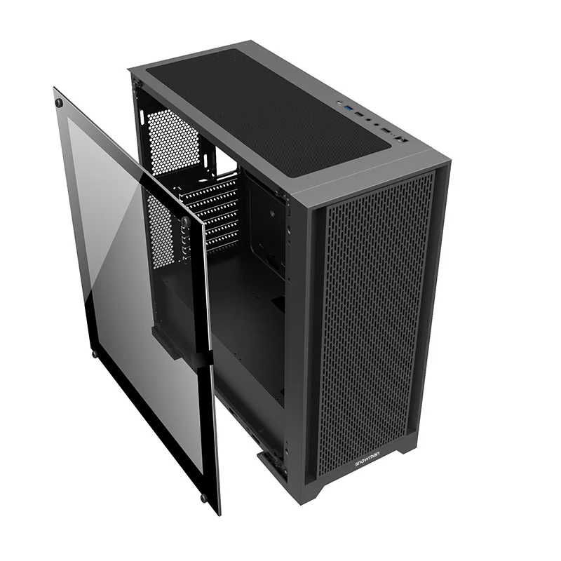 SNOWMAN Customizable Mid-Tower Gaming PC Case with RGB Fans Superior Airflow and Tempered Glass for Extreme Gaming Experience