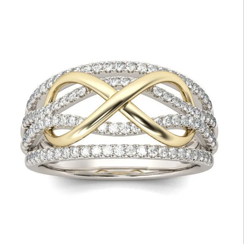 new wholesale luxury alloy rings zircon jewelry vintage crystal gold diamond rings jewelry women