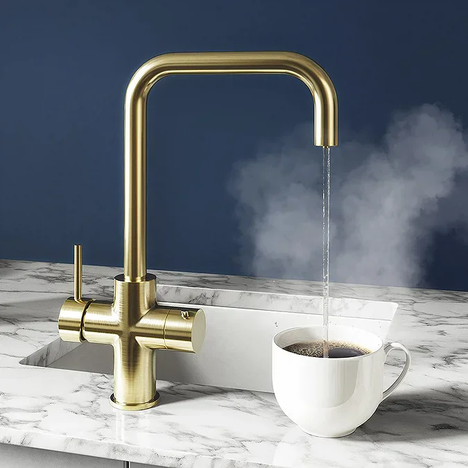 Dual Sink Pull Out Taps Brass Mixer Single Handle Kitchen Faucets, Matt Black Instant Boiling Water Tap With Boiler & Filter
