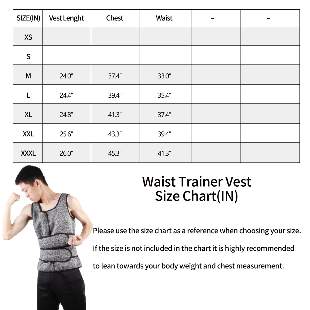 Men Neoprene Zipper Corset Trainer Vest Men Corset Body Shaper Shapewear Sweat Rubber Corset