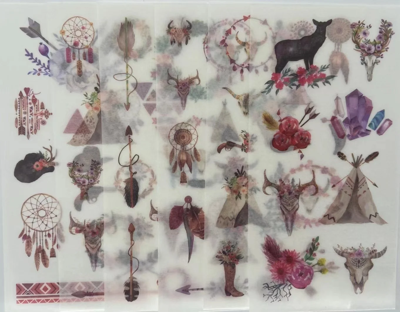 6 Sheets/pack Vintage Indian Style Washi Sticker Decoration Paper Handbook Adhesive Stickers for DIY Photo Album Accessories