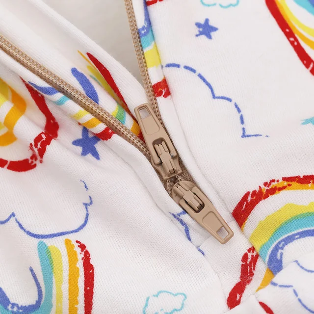 SD003 New Arrival 100% Organic Cotton Quilted Sleeveless Asylum Sleeping Bag Kids Zipper Lovely rainbow Baby Sleep Sack