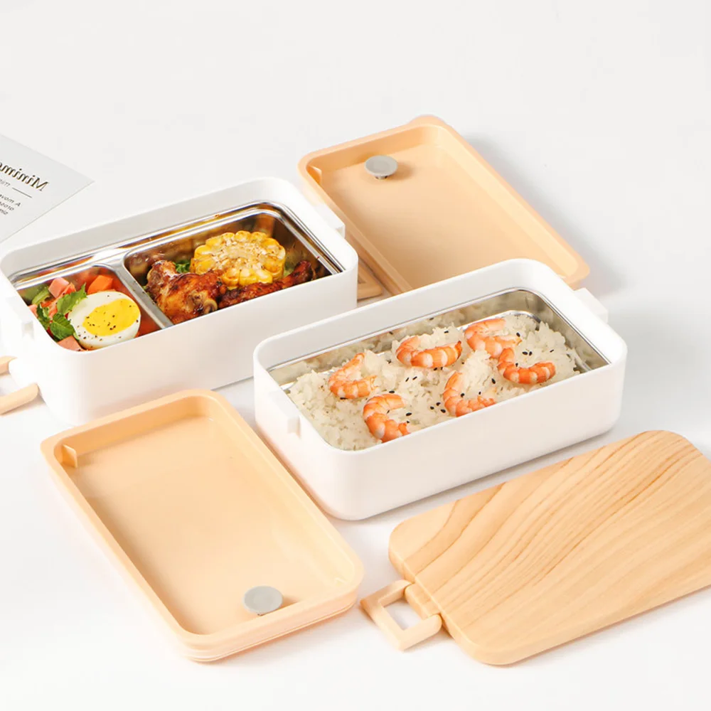 Wholesale food safety 316 stainless steel insulation 2 layer lunch box with cover