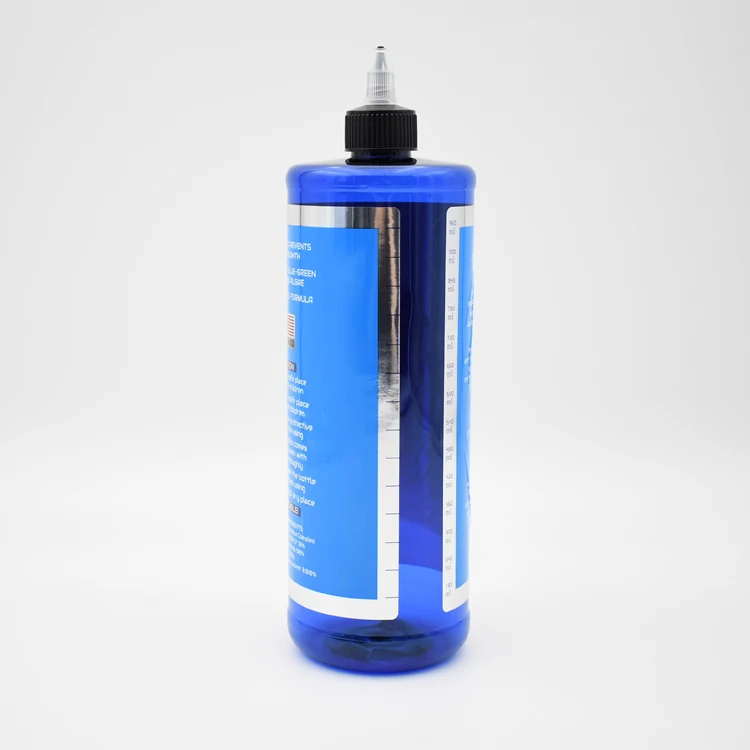 Custom 1L Blue Translucent Plastic PET Empty Pigment Dropper Bottle Tattoo Ink Twist Cap Bottle oil Dispensing Containers