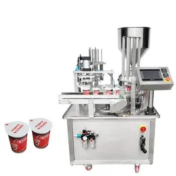 Hot China Products Dixie Plastic Cup Ice Cream Juice Yogurt Rotary Sealing Machine With Inkjet Printing