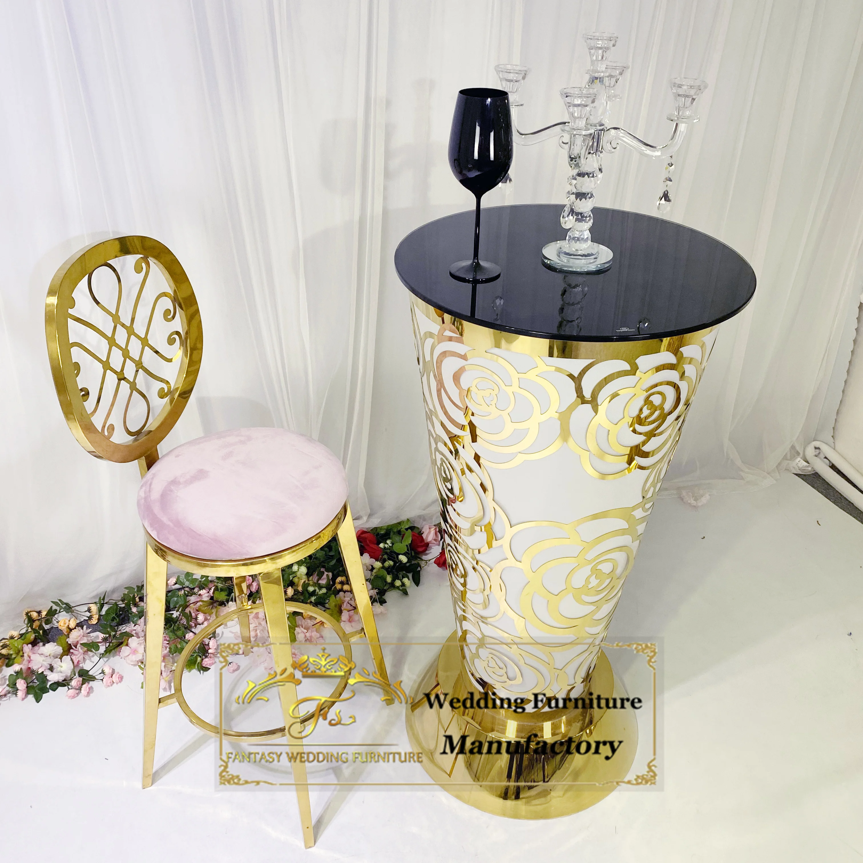 colorful led light outdoor cocktail high bar table for events