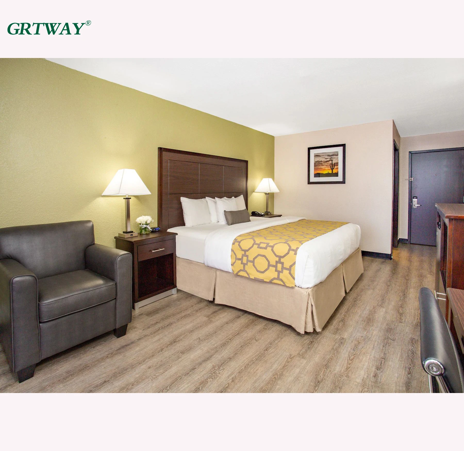 GRT6130 Hotel King Size Bedroom Sets Furniture Modern Commercial Hotel Beds Custom Wood Hotel Furniture