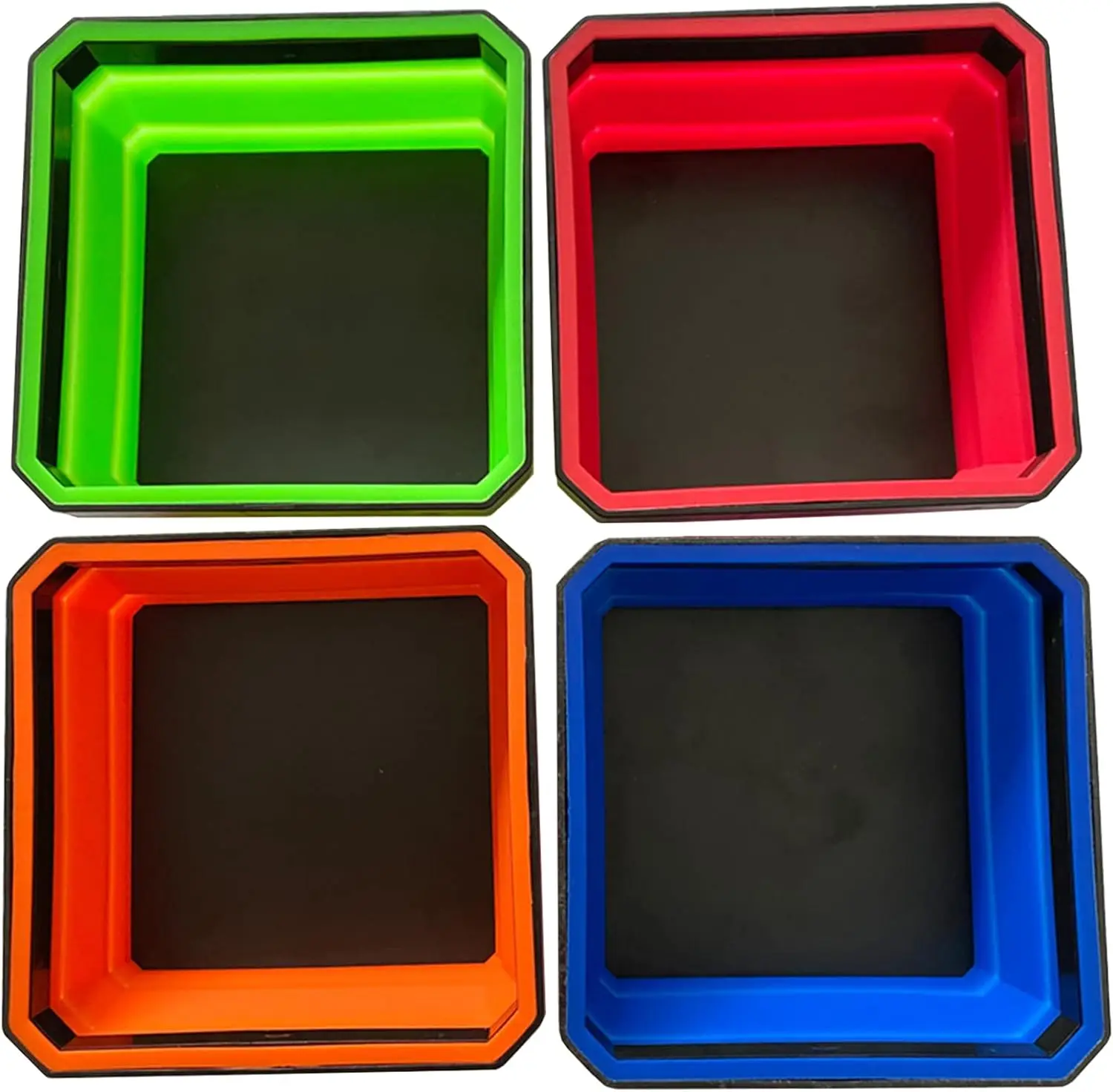 141120 Collapsible Magnetic Parts Tray Set 4-piece, Insulating silicone, Dual-sided Thickened Rare Earth Magnetic Base