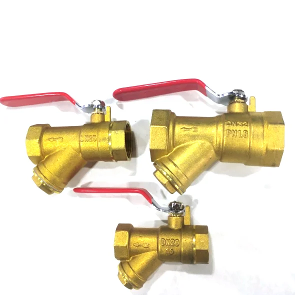 Customized Good Quality Brass Y-type Water Filter Strainer Ball Valve Female Thread 3 Way Valve