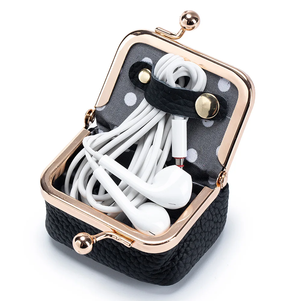 AndoBag Genuine Leather Mini Coin Purse Solid Color Kiss Lock Change Pouch Casual Style Small Jewelry Bag for Women