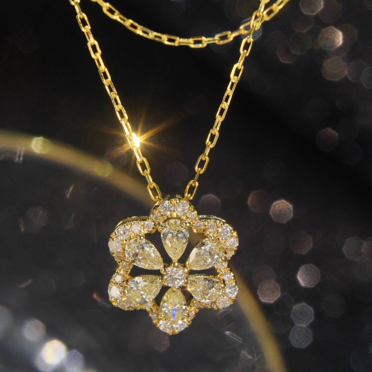 H&F Pear Diamond Dainty Pendant Necklace 0.5ctw Trending Pure 18k Gold Long Necklace For Women