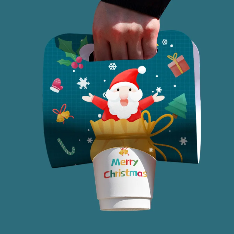 LOKYO 1 2 4 Cup carrier custom design cardboard to go disposable take away paper cups holder with handle