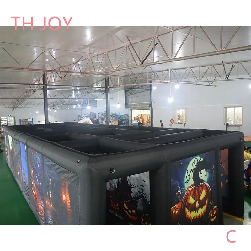 Free air Shipping to Door, 2024 Newest 11x4m Inflatable Haunted House Maze, Full Printing Inflatable Tag Maze Course Area