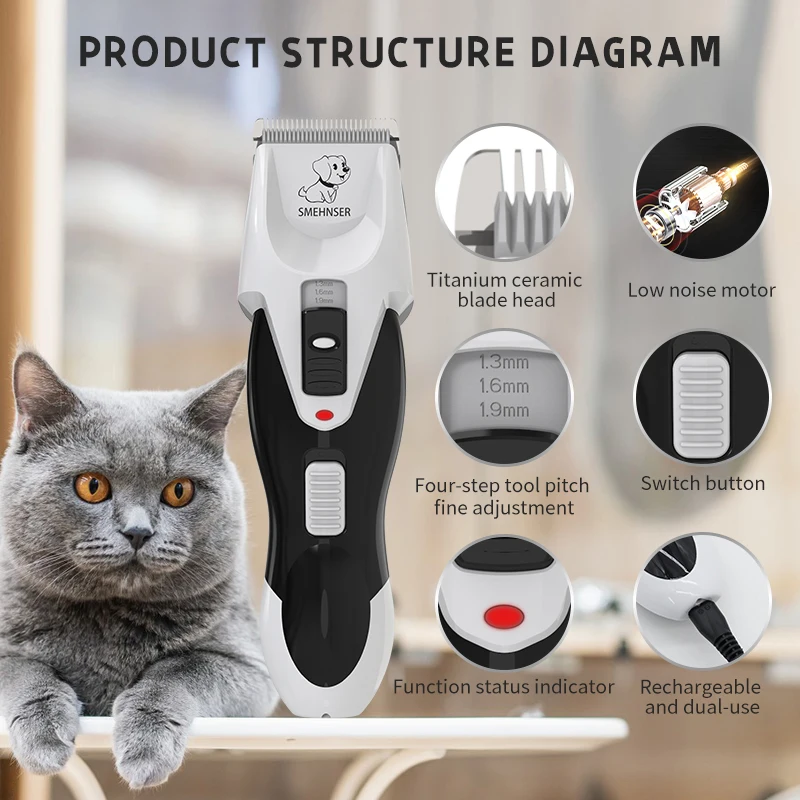 Home Use Grooming Tool Electric Pet Hair Shaver, Pet Hair Clipper/Pet Grooming Kit Dog Shave Machine
