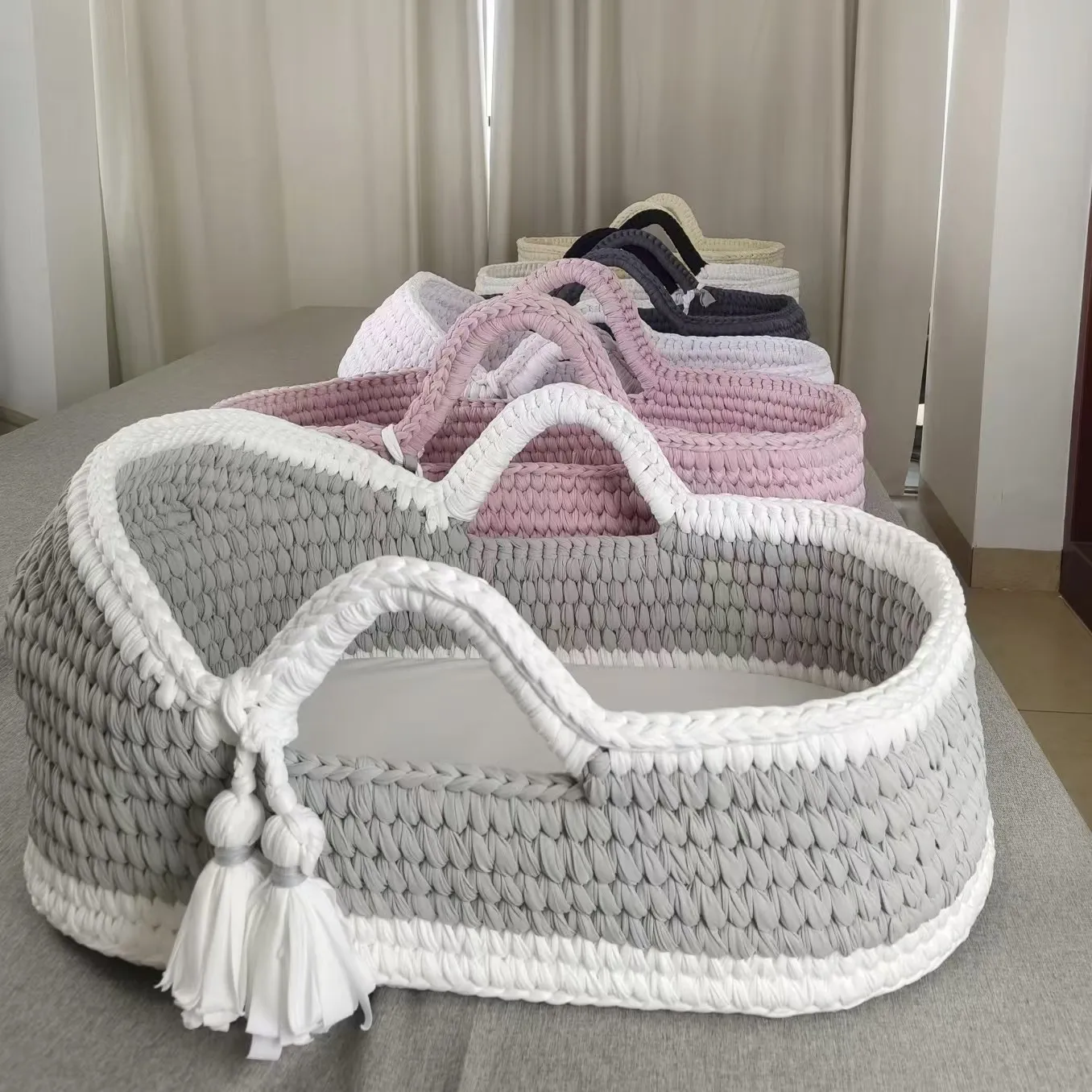 OEM/ODM Wholesale Hand Woven 100% Cotton Rope Baby Diaper Changing Basket Baby Changing Cotton Baby Basket Gift Basket