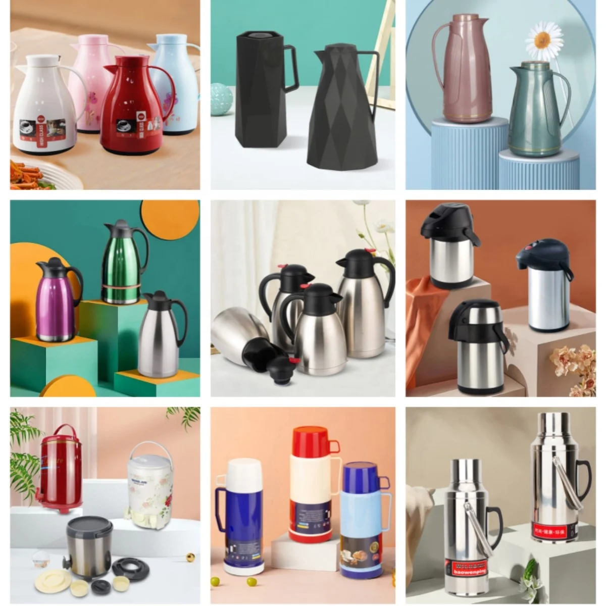 2023 NEW Arrival Dubai Saudi Middle East Style Glass Lined 0.5L 2L 1L Classic Cheap Plastic Arabic Thermos for Tea Coffee