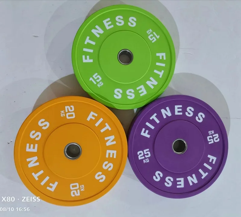 Commercial Colorful Weightlifting 5-25 Kg Training Rubber Barbell Bumper Plate Weights For Bodybuilding Workout