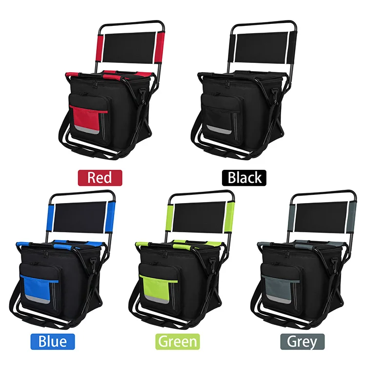 Factory Custom Portable Outdoor Beach Fishing  picnic cooler folding camping chair with cooler