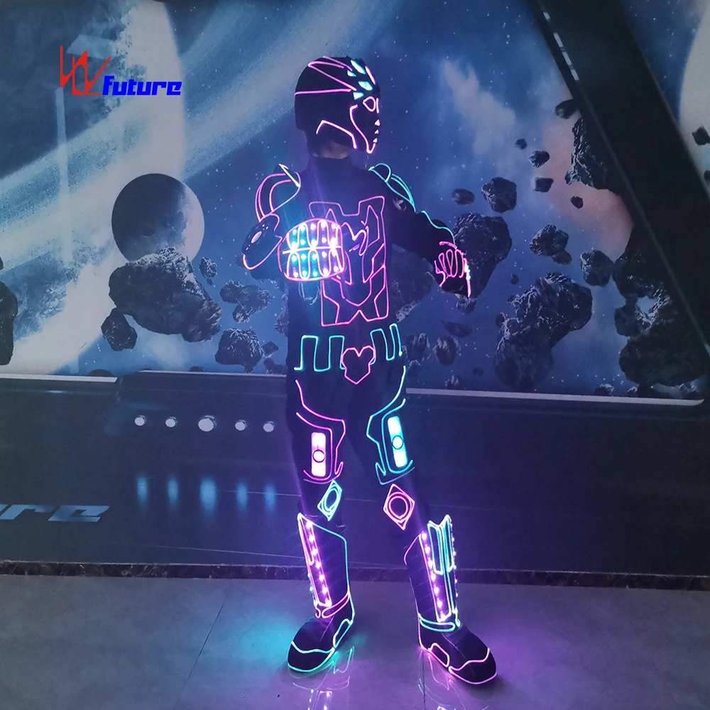 Optical fiber LED light up funny stage show light up mecha costume set