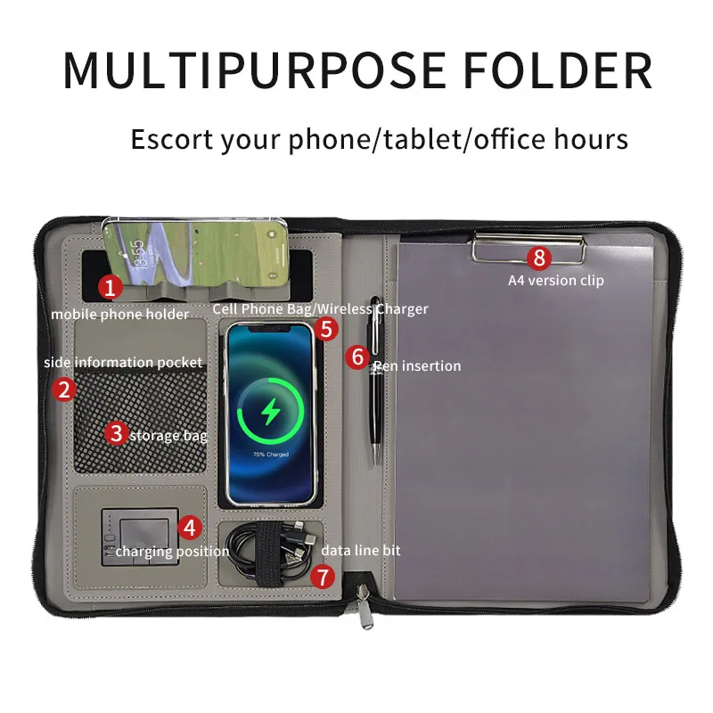 A4 черный портфель акций многофункциональный бизнес-офисный с power bank папка для путешествий