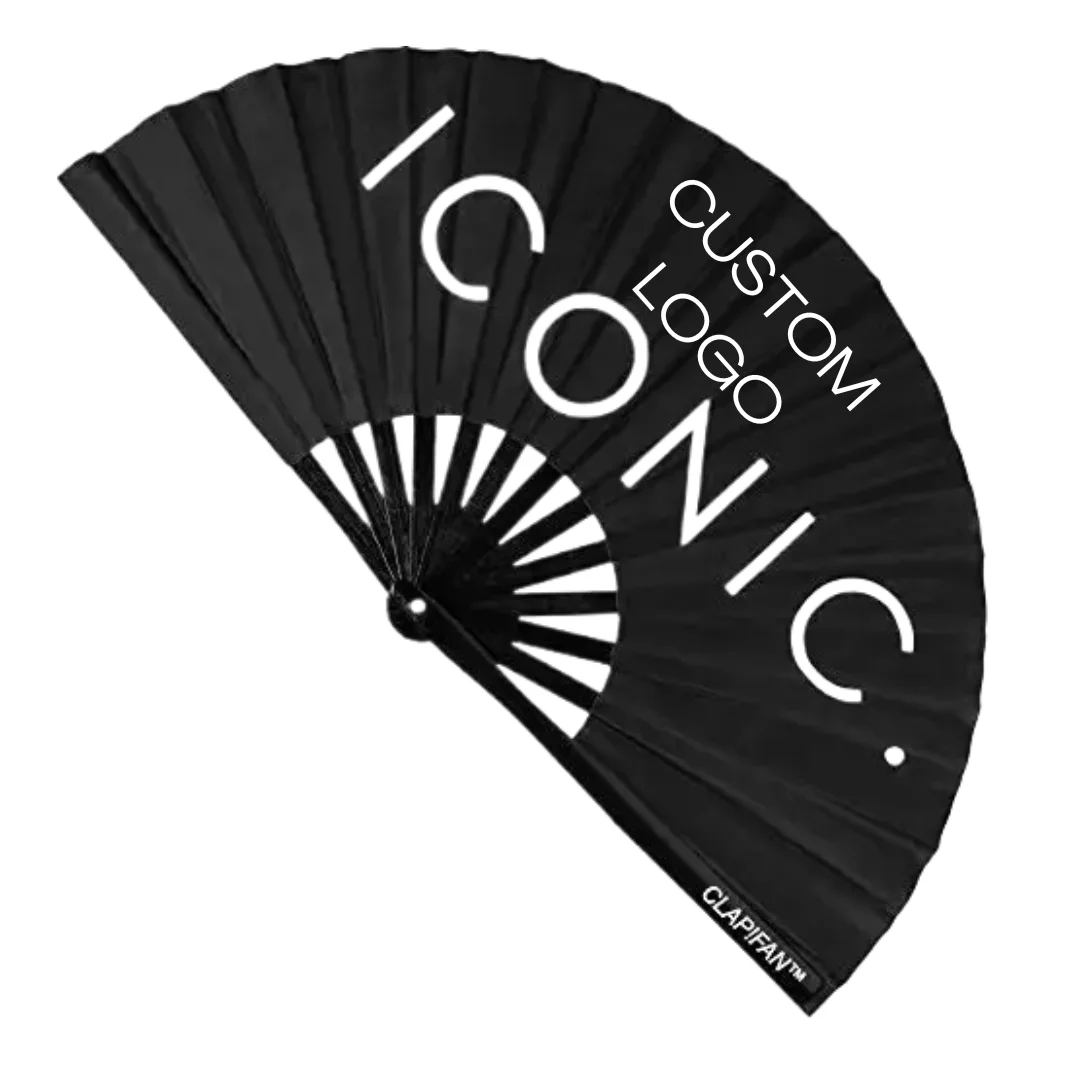 Factory Sale Hand Fans 33 cm Big Custom Folding Fabric Advertising Fan Large Bamboo Hand Fans with Plastic/Bamboo Handle
