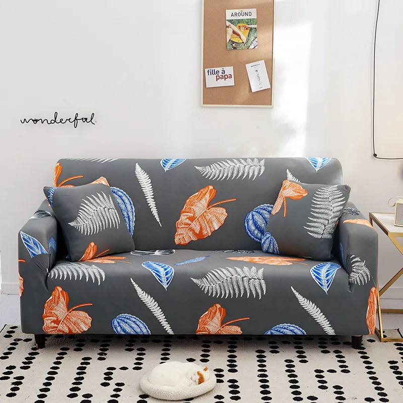 Wholesale universal High Stretch elastic stretchable sectional couch cover slipcover printed stretch sofa cover set
