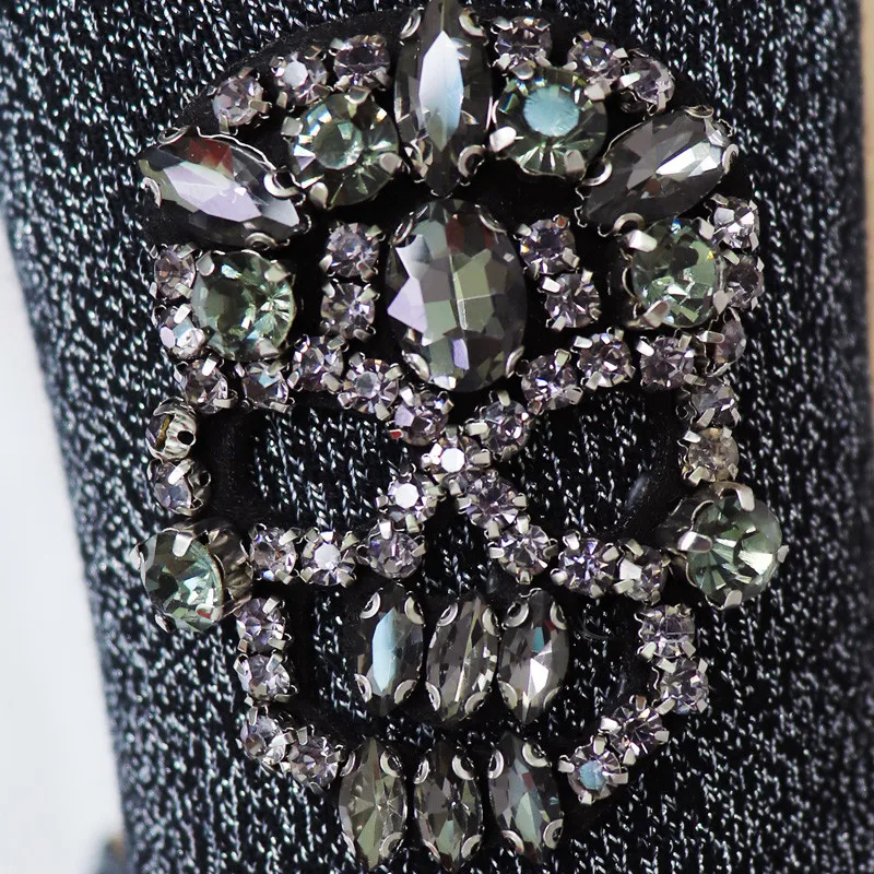 
Oem Black Skulls Diamond Silver Yarn Dark Gothic Sock For Girl 