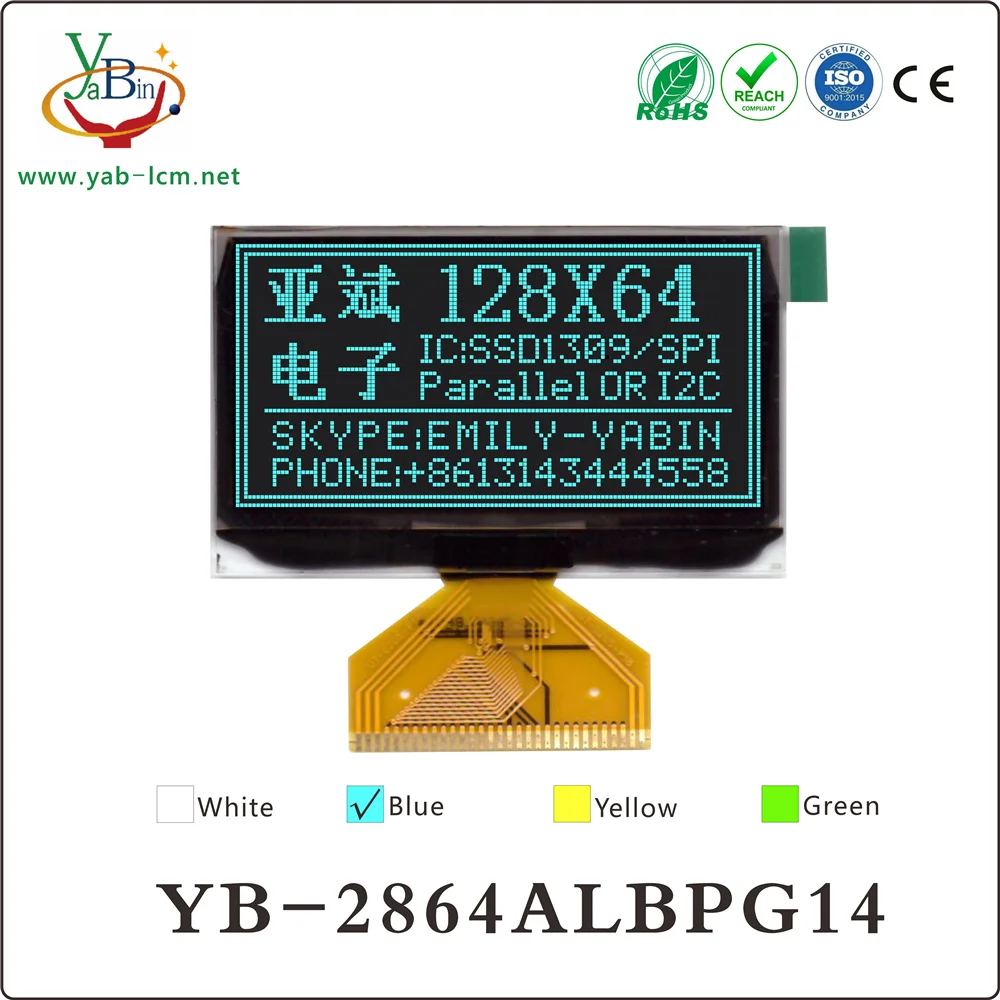 2.42 inch SSD1309 128X64 12864 OLED lcd with  68XX/80XX Parallel, 3-/4-wire SPI, I2C Interface  ,welding type 31PIN white color