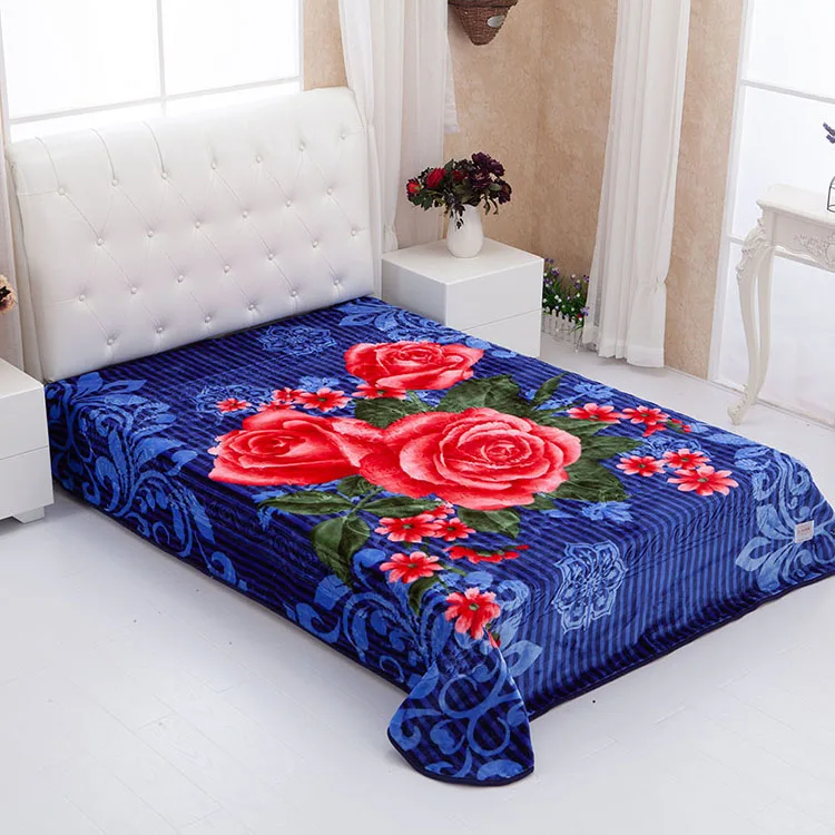 Korean Style Classic Mink Double Ply Mink Blanket for Jordan New Design Classic 3d Floral Design 1ply Bedroom 100% Polyester