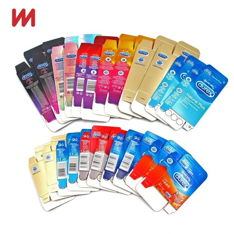 Custom eco friendly colorful printed foldable paper box packaging condom storage box