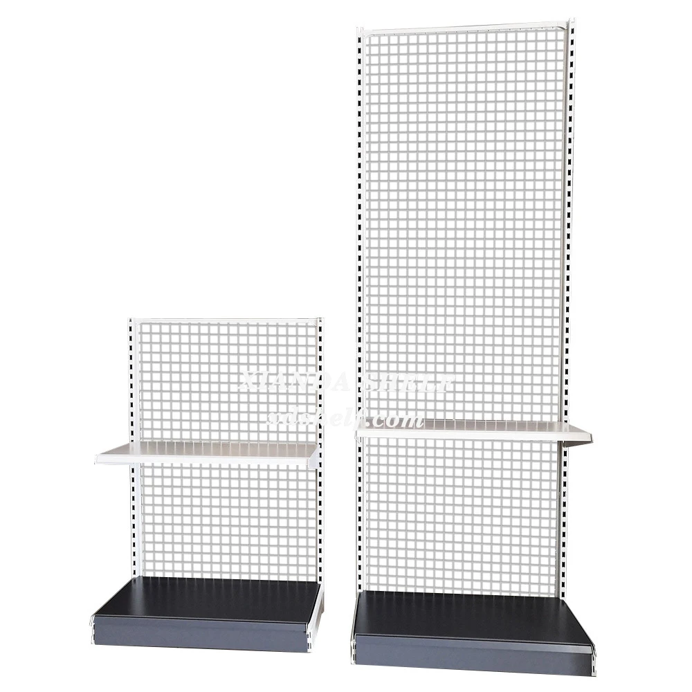 Export Back Netting Gondola Shelving Rack Modular Grid Shelf Wire Mesh Supermarket Display Shelving