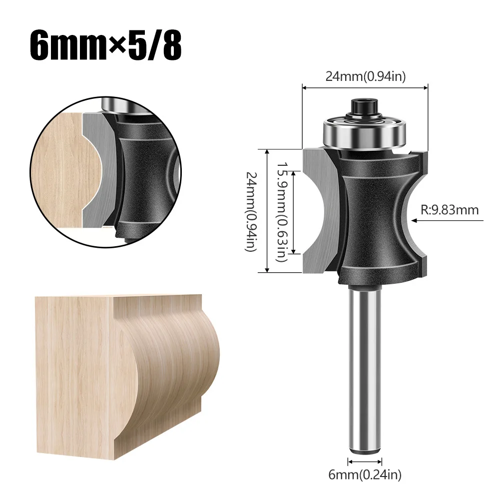 6mm router bits Bull nose radius bit Curved knife cutter  Woodworking Staircase floor knife Router Bits Enclosed bearing rollers