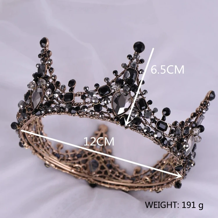 
Wedding Bride Hair Tiaras Jewelry Crystal Vintage Elegant discount Handmade Black Bridal Crown 