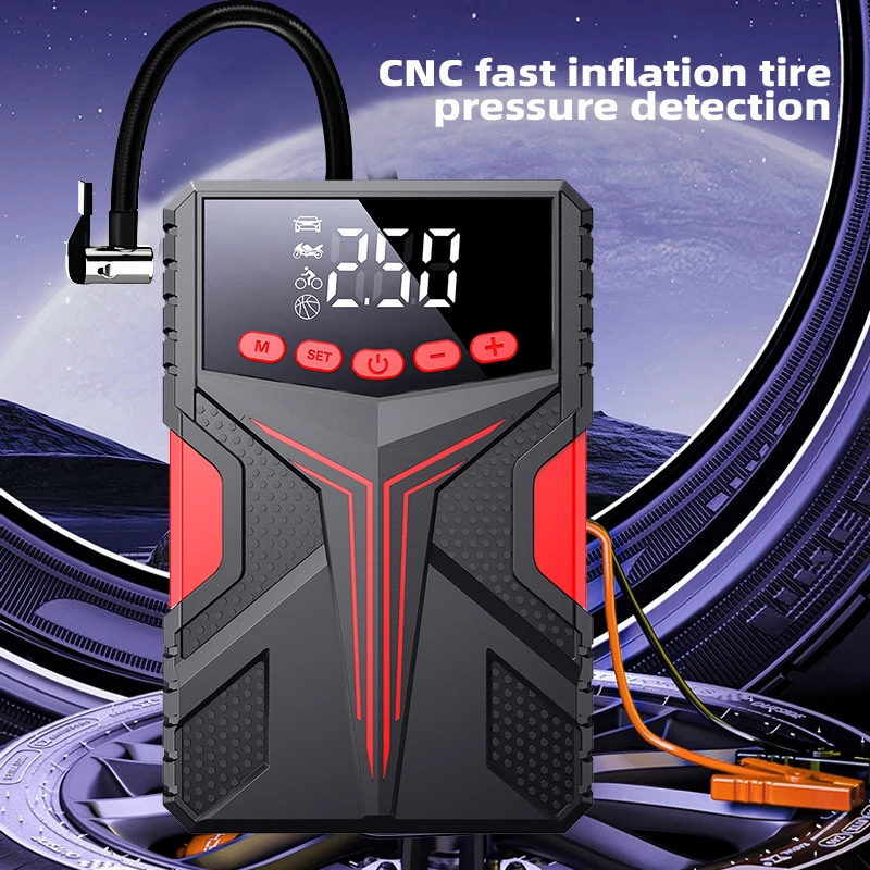 4 In 1 Functions 2000A Portable Car High Power Jump Starter Battery Pack With Air Compressor 12V Car Battery Jump Starter