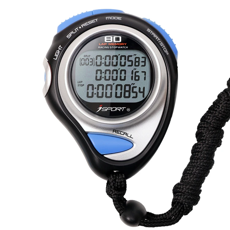 Water Resistant 100 Laps Memory Professional Sport Timer 3 Row Stopwatch