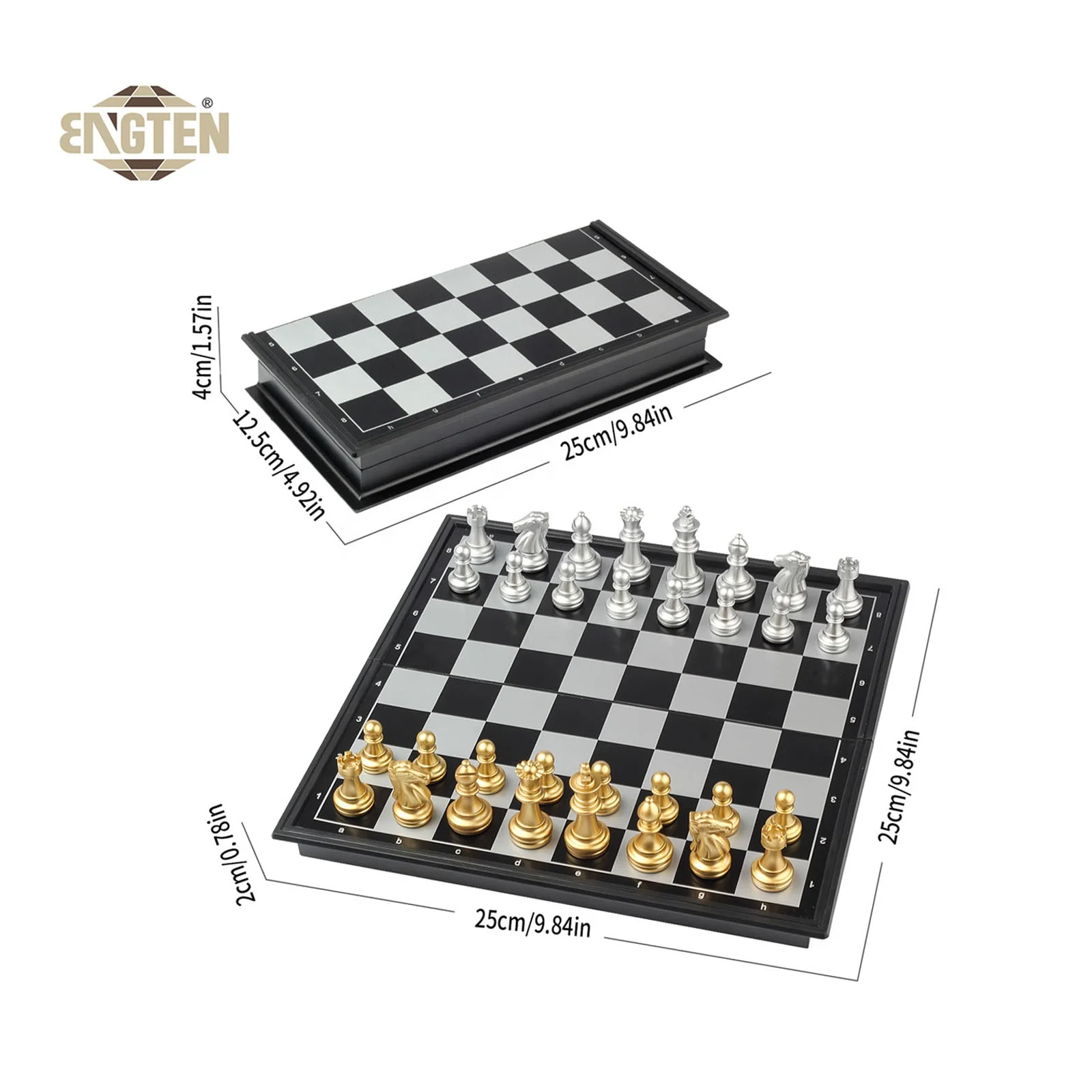 Chess Sets for Kids and Adults Collapsible Board Storage Base with Gold and Silver Pieces Chess Games