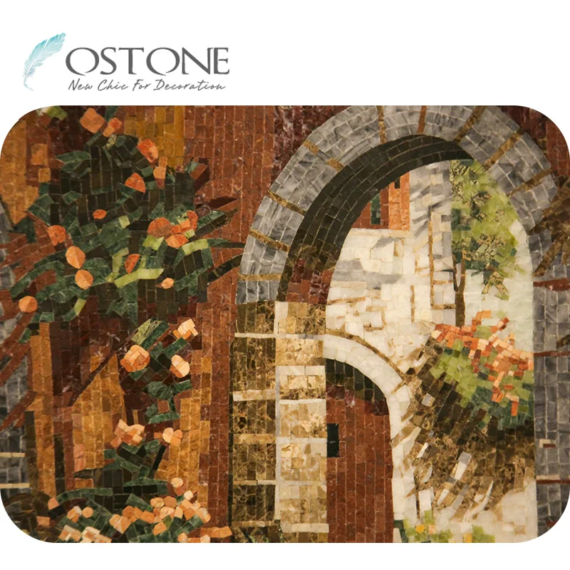 China Manufacturer Mediterranean Design Marble Mosaic Scenery Art Painting