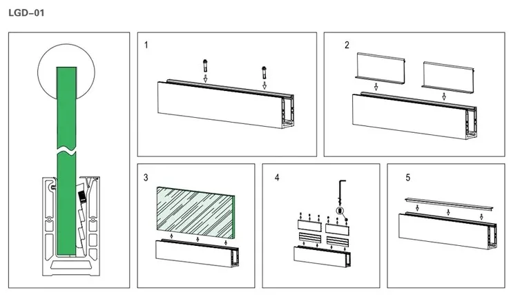 Aluminum U Channel Glass Railing U Channel Profile for Frameless Glass Balcony Balustrade
