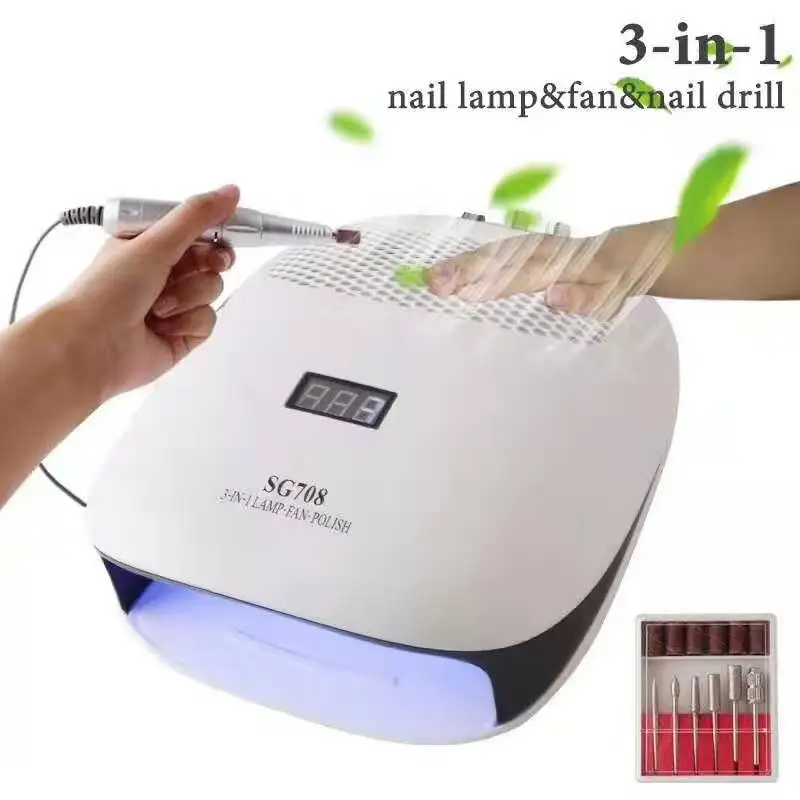 2019 Multifunctional 3 in 1 Nail Dust Collector Electric Nail Drill Machine 72W UV LED Lamp FJQ-27
